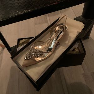 Badgley Mischka kitten heel wedding shoes